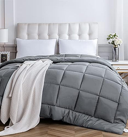  Down Alternative Comforter Queen Size, Ultra Soft Duvet Insert With Corner Tabs, Fluffy Warm All Season Quilted Soft Reversible Hotel Collection, White