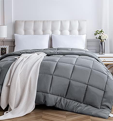  Down Alternative Comforter Queen Size, Ultra Soft Duvet Insert With Corner Tabs, Fluffy Warm All Season Quilted Soft Reversible Hotel Collection, White