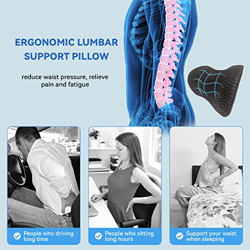  Greetmirth Lumbar Support Pillow, Lumbar Pillow For Car And Office Chair, Memory Foam Back Pillow For Lower Back Pain Relief, Lower Back Pillow, Lumbar Support For Sleeping, Rest, Drive