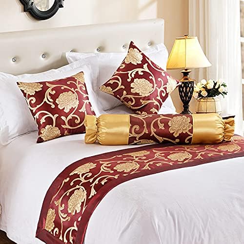  QFWMCW Modern Bed Runner Scarf Satin Jacquard Bed Runners & Scarves Hotel Decoration Bedspread With Pillow Bed Scarf For Foot Of Bed King