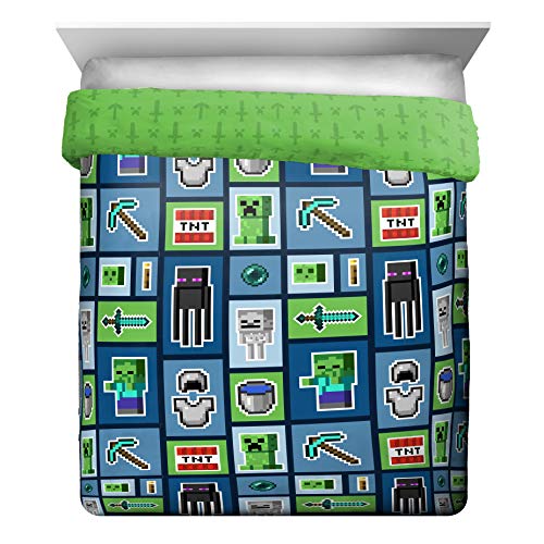  Jay Franco Minecraft Monster Hunters 5 Piece Queen Bed Set - Includes Reversible Comforter & Sheet Set - Bedding Features Creeper - Super Soft Fade Resistant Microfiber (Official Minecraft Product)