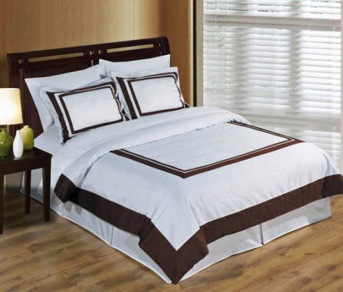  Uxury & Stylish Hotel Duvet Cover Set,100% Egyptian Cotton Elegant & Ultra Soft Duvet Set, 2 Piece Twin/Twin Extra Long Size Duvet Cover Set, White And Chocolate