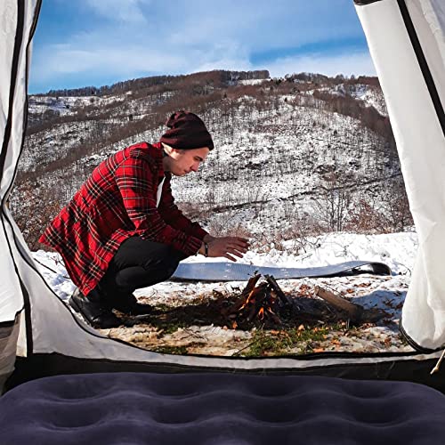  Twin Camping Air Mattress,9" Raised Inflatable Air Bed,Comfort Flocked Portable Blow Up Bed With Patch Kit And Hand Pump For Home Camping Travel