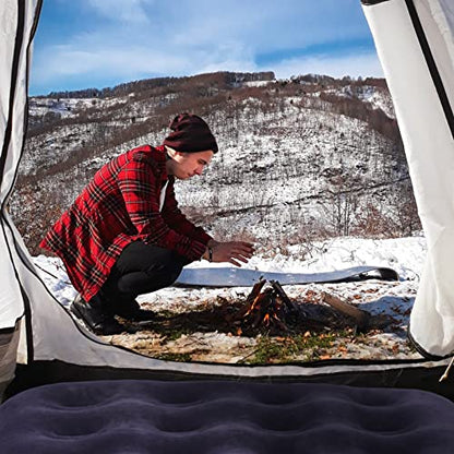  Twin Camping Air Mattress,9" Raised Inflatable Air Bed,Comfort Flocked Portable Blow Up Bed With Patch Kit And Hand Pump For Home Camping Travel