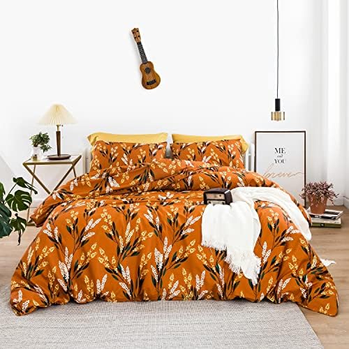  SUSYBAO Gray Botanical Duvet Cover King 100% Cotton Tropical Plant Duvet Cover 3 Pieces Set 1 Banana Leaves Patterned Duvet Cover With Zipper Ties 2 Pillowcases Luxury Soft Grey Leaf Bedding Set
