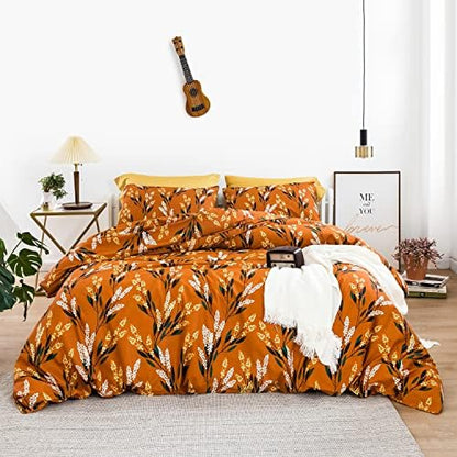  SUSYBAO Gray Botanical Duvet Cover King 100% Cotton Tropical Plant Duvet Cover 3 Pieces Set 1 Banana Leaves Patterned Duvet Cover With Zipper Ties 2 Pillowcases Luxury Soft Grey Leaf Bedding Set