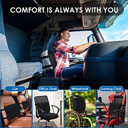  Lumbar Support Pillow For Office Chair Memory Foam Chair Back Cushion For Car, Gaming Chair, Recliner Improve Posture Large Ergonomic Back Pillow For Lower Back Pain Relief Double Adjustable Straps