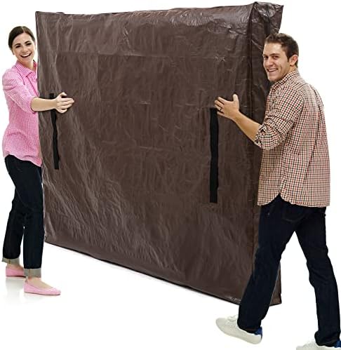  Mattress Bag Full Size For Moving And Storage Mattress Protector, Reusable Heavy Duty Tarp Waterproof Bed Mattress Cover, Zippered Mattress Protector With 8 Strong Handles, 77x57x15 Inch