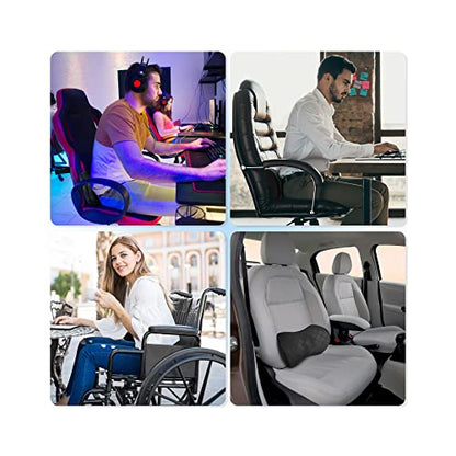  Life Design Lumbar Support Memory Foam Pillow – Lumbar Support Pillow For Office Chair – Lower Back Pain Relief – Great For Car Seat, Back Support, Computer Desk, Gaming Chair, Recliner Chair (Black)