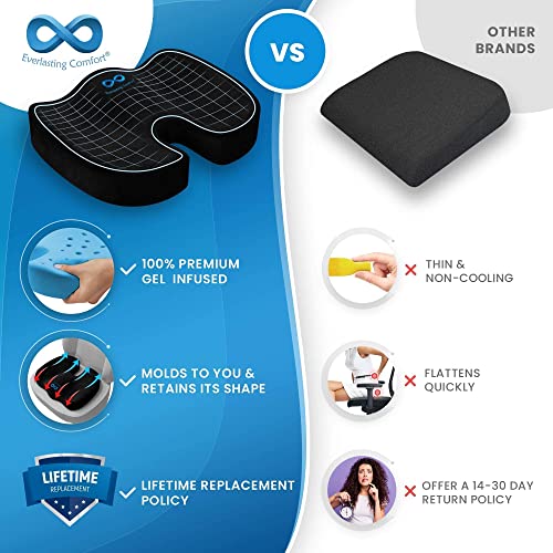  Everlasting Comfort Gel Memory Foam Seat Cushion And Lumbar Support Pillow For Office Chair Bundle