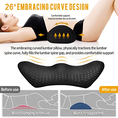  Timstono Lumbar Support Pillow/Back Cushion, Memory Foam Lumbar Pillow That,Recliner Back Rest Use For Office Chairs, Gaming Chairs And Car Seats,Breathable & Ergonomic Design Back Pain Relief(Black)