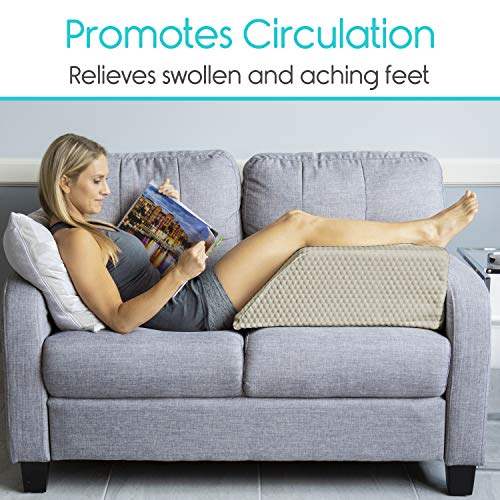  Xtra-Comfort Leg Elevation Pillow For Sleeping, Swelling, Post Surgery - Memory Foam Bed Wedge Pillow- Support Cushion For Pregnancy, Leg, Foot Rest