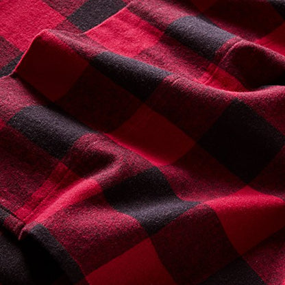  Amazon Brand – Stone & Beam Rustic Buffalo Check Flannel Bed Sheet Set, Queen, Red And Black