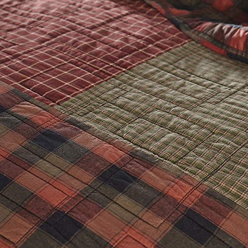  King Bedding Set - 3 Piece - Woodland Square Cotton Lodge Quilt Set With King Quilt And Two King Pillow Shams - Machine Washable
