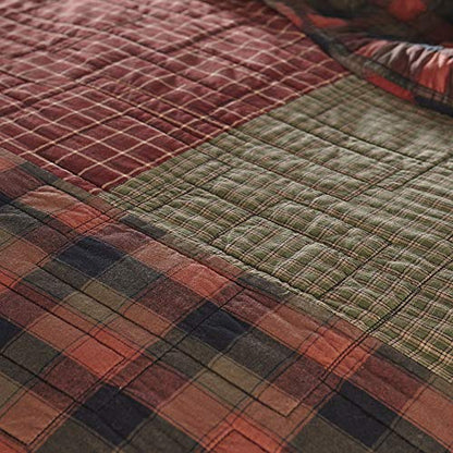  King Bedding Set - 3 Piece - Woodland Square Cotton Lodge Quilt Set With King Quilt And Two King Pillow Shams - Machine Washable