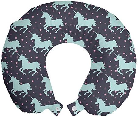  Ambesonne Mermaid Travel Pillow Neck Rest, Underwater Fantasy Fish Girl Woman Swimming Exotic Cartoon, Memory Foam Traveling Accessory For Airplane And Car, 12", Lilac Blue