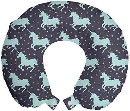  Ambesonne Mermaid Travel Pillow Neck Rest, Underwater Fantasy Fish Girl Woman Swimming Exotic Cartoon, Memory Foam Traveling Accessory For Airplane And Car, 12", Lilac Blue