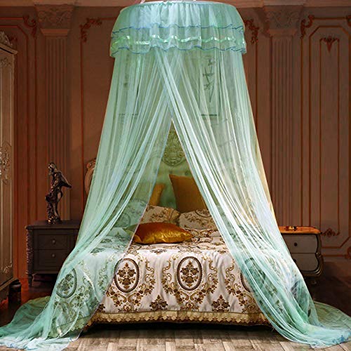  Jolitac Bed Canopy Lace Mosquito Net For Girls Beds, Unique Princess Play Tent Mesh Canopies Large Lace Dome Curtain Drapes Home & Travel (Green)