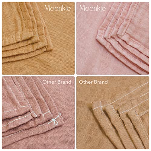  Moonkie Muslin Swaddle Blanket | Comfort Soft Baby Blanket For Boys And Girls | Silky Bamboo Infant Receiving Blanket Baby Swaddle Wrap | Unisex, 47 X 47 Inches, 4 Pack
