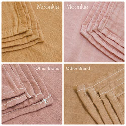  Moonkie Muslin Swaddle Blanket | Comfort Soft Baby Blanket For Boys And Girls | Silky Bamboo Infant Receiving Blanket Baby Swaddle Wrap | Unisex, 47 X 47 Inches, 4 Pack