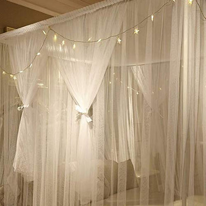  JQWUPUP Romantic Bed Canopy Curtains, Bed Canopy For Girls Kids Adult, Bedding Décor (Queen, White)