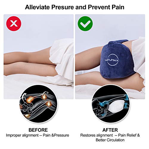  NATUMAX Knee Pillow For Side Sleepers - Sciatica Pain Relief - Back Pain, Leg Pain, Pregnancy, Hip And Joint Pain Memory Foam Leg Pillow + Free Sleep Mask And Ear Plugs