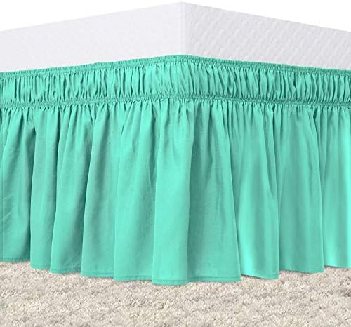  Bed Skirt King Size White Elastic Dust Ruffle Three Side Wrap Around Dust Ruffled White Skirts Easy Fit Wrinkle And Fade Resistant For King/Cal King Size Beds 15 Inch Drop