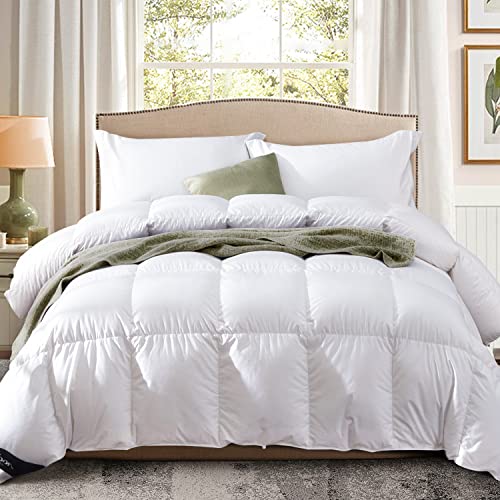  Globon Goose Down Comforter King Size All Season Duvet Insert Ultra-Soft 100% Cotton, 45OZ,650 Fill Power, Medium Warmth With Corner Tabs, White.…