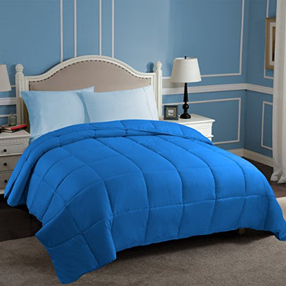  SUPERIOR Classic All-Season Down Alternative Comforter With Baffle Box Construction, Warm Filling - Twin Comforter, Aster Blue