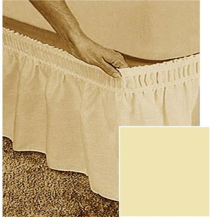  Beige Queen/King Solid Color Elastic Wrap Around Bed Ruffle