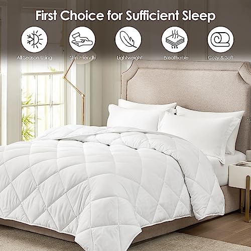  Homelike Moment Queen Comforter White Lightweight Duvet Insert - Down Alternative Comforters Queen Size, All Season Full Bed Duvet Inserts With Corner Tabs White