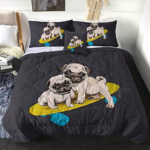  Sleepwish Brown Dog Paw Bone Comforter Set Kids Dog Paw Prints Bedding Set For Kids Children Bedspreads 4Pcs King Size Dog Lovers Gifts For Women Kids Men