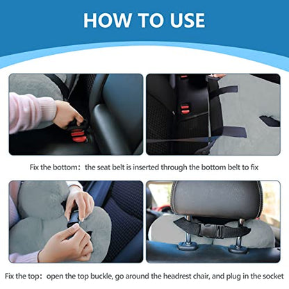  Travel Pillow Car Sleeping Long Journeys Pillows For The Back Seat Adults And Children On Head Support And Body Support U-Shaped Pillows(Grey)