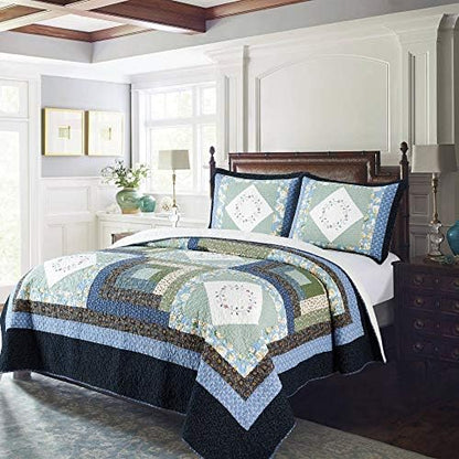  100% Cotton Luxury Decorative Bedspread With Multi Print Floral Patchwork Quilt, Soft & Oversized Coverlet, King 110x96”, Ivory & Brown