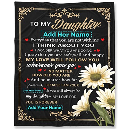  Custom To My Daughter Blanket From Mom Dad Personalized Gift For Girl Super Soft Comfy Summer Throw Blankets Flannel Plush Birthday Graduation For Bed Sofa,120"x90"