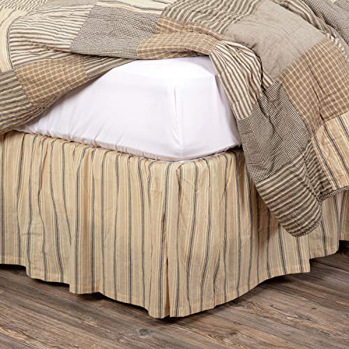  Farmhouse Sawyer Mill Tan Bed Skirt, Queen 60x80x16, Dark Creme White