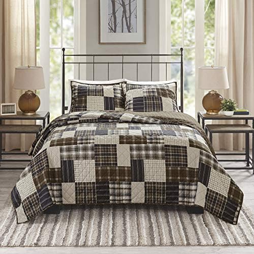  Reversible Quilt Cabin Lifestyle Plaid Design - All Season, Breathable Coverlet Bedspread Bedding Set, Matching Shams, Ridge Red King/Cal King(104"x92") 6 Piece