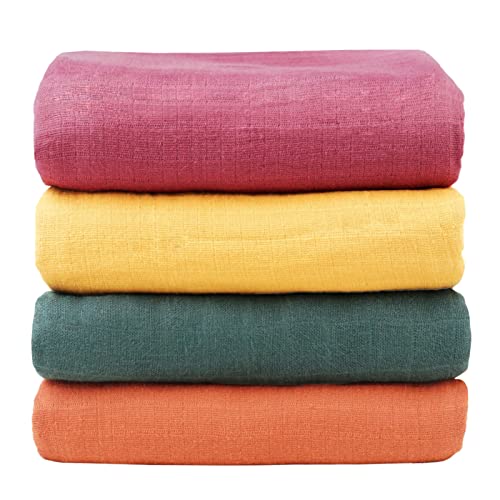  Viviland Swaddle Blanket, 100% Cotton Muslin Swaddle Blanket For Boys Girls, 4 Pack Baby Swaddle Blanket Muslin Swaddle Receiving Blanket For Newborn, Muslin Blanket Soft Silky Breathable, 47X47In
