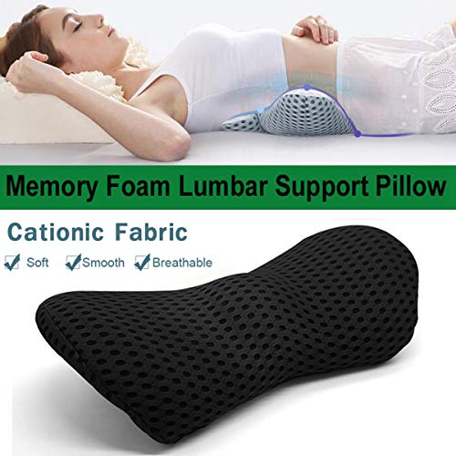  KOKYPLO Memory Foam Lumbar Support Back Cushion Pillow Balanced Firmness For Lower Back Pain Relief - Ideal Back Pillow For Office Chair,Car Seat, Recliner, Bed (Black)