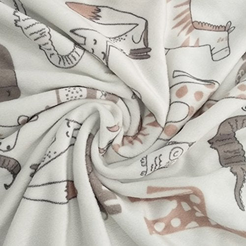  Baby Blanket Soft Minky With Double Layer Dotted Backing, Lovely Animals Printed 30 X 40 Inch Receiving Blanket