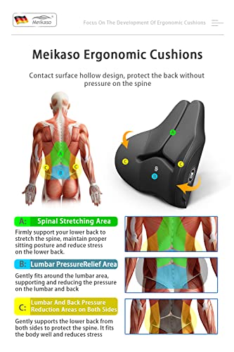  Meikaso Lumbar Support Pillow For Car And Headrest Neck Pillow Kit-Ergonomically Design Back Cushion For Car, Sciatica Pain Relief, Memory Foam Lumbar Pillow For Office Chair (17.7”x 15”x 3.8”)