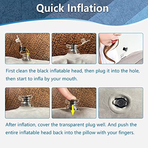  ZNALDP Inflatable Lumbar Support Pillow Blow Up Travel Back Cushion Support For Lower Back Pain Office Chair Gaming Sitting Car Seat Backrest Ergonomic Body Pillow (Grey)