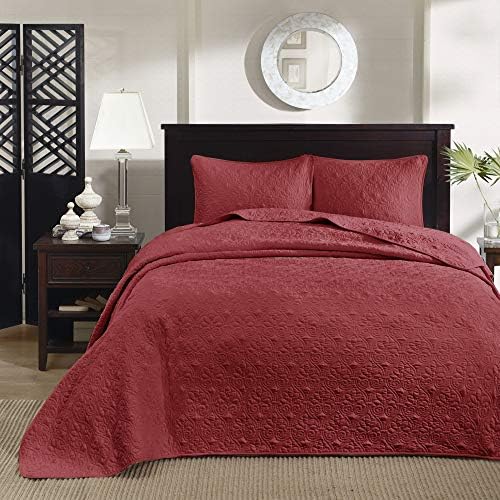  Madison Park Quebec Reversible Quilt Set Damask Design, Double Sided Stitching All Season, Lightweight Bedspread Bedding Set, Matching Sham, Cream, King(120"x118") 3 Piece