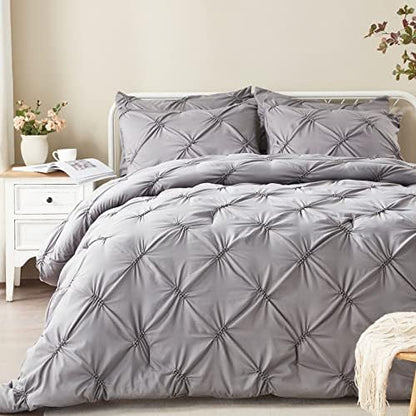  Queen Comforter Set -Pintuck Down Alternative Comforters With 2 Pillow Shams, Soft Queen Size Bedding Comforter Sets Lightweight All Season (Pink,88x88 Inches, 3 Pieces)