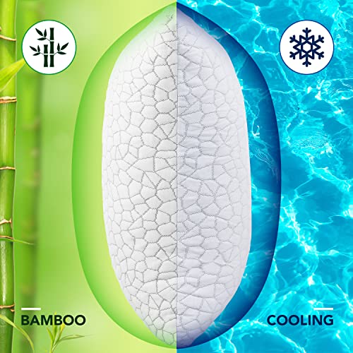  Cooling Fiber Pillow Cover Queen Size 1 Pack, Luxury Bamboo Pillow Cover For Hotel Pillows Memory Foam Pillows Down Pillow With Smooth Zipper, Cool Pillow Case For Hot Sleepers-Machine Washable Cover