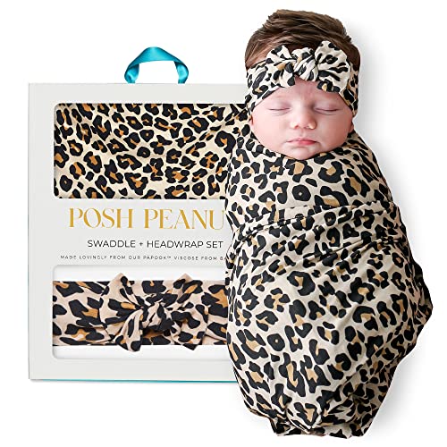  Posh Peanut Baby Swaddle Blanket, Premium Soft Päpook Bamboo Swaddles Wrap & Headband Set, Anti Stink Lightweight Breathable Infant Receiving Swaddling Blankets, Large Boy & Girl Newborn Shower Gift