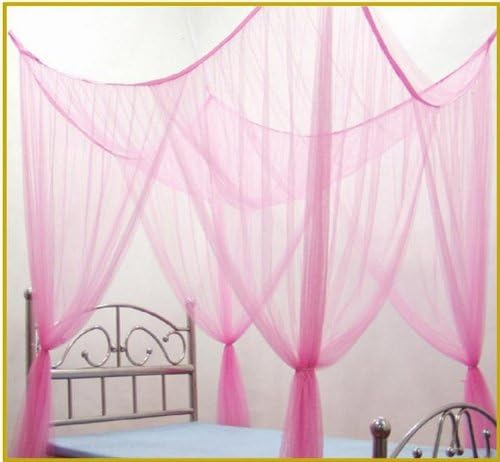  OctoRose 4 Poster Bed Canopy Netting Functional Mosquito Net, Red