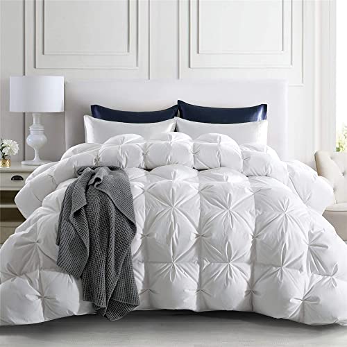  Puredown® Goose Down Comforter King Size, 800 Fill Power, 100% Cotton Winter Oversized Down Duvet Insert 700 Thread Count, Heavyweight Cloud Fluffy Pinch Pleat Extra Warmth