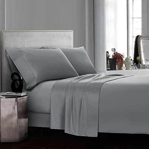  Asabolaj Triomphe Collection 3 Pieces Do Not Include Filling Grey Color King Size Duvet Cover Set 100% Egyptian Cotton Sateen 400 Thread Count Luxury Handcraft(Grey,King)