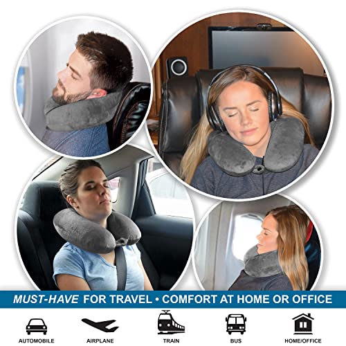  My Perfect Nights Premium Travel Pillow (Gray) Sleep With NO Neck Pain Super Soft Memory Foam Neck Pillow Easy Washing With Removable Cover